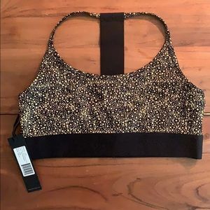 Noli Yoga Gold Reflective Sports Bra NWT sz Large